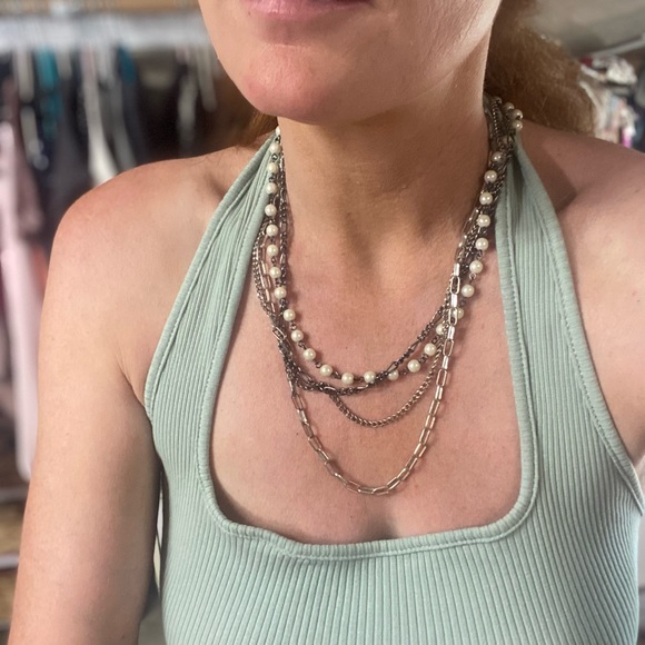 Cookie lee Pearl layered chain necklace - Picture 2 of 4